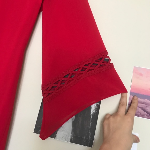 Long Sleeve Red Dress - Picture 2 of 8